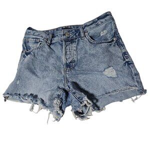 Express Boyfriend Midi Jean Shorts Womens Size 2 Button Fly Mid Rise Denim